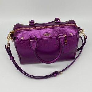 Coach MINI BENNETT Leather Crossbody Bag Metallic